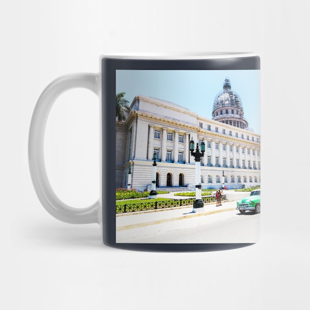 Havana Capitol Building And Green Car by tommysphotos